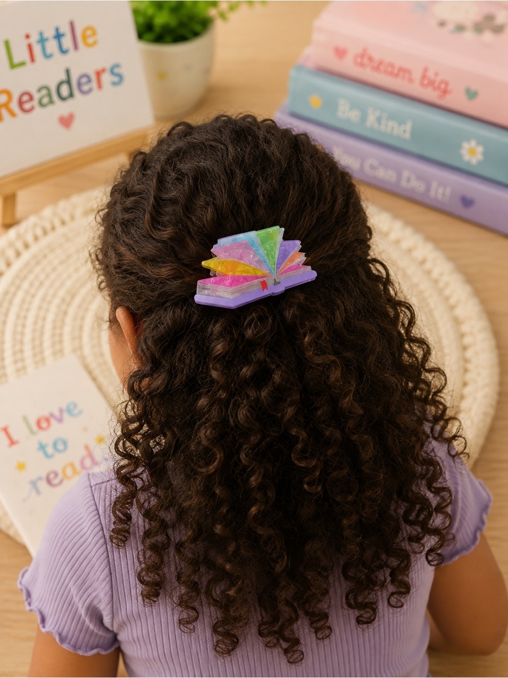 Kids Book Hair Claw Clip 📚 Choose Rainbow or Pearl